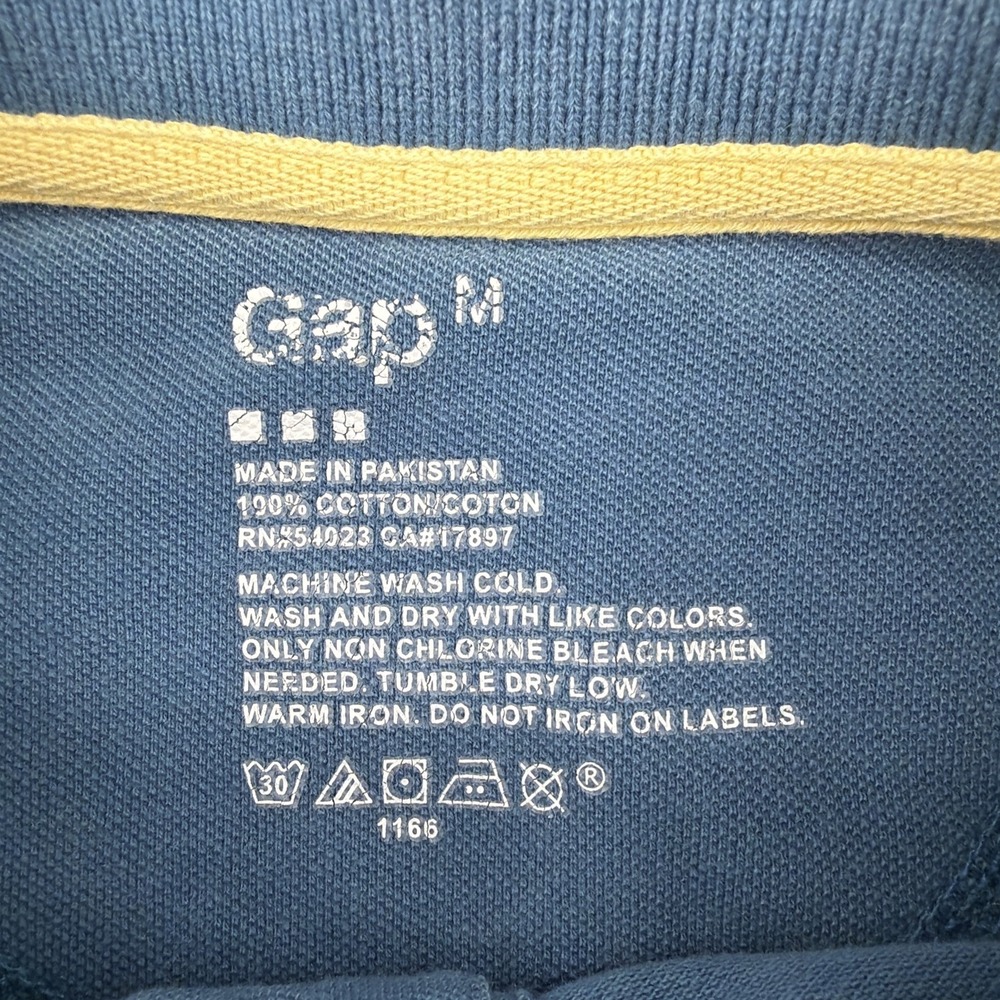 Gap Polo Shirt Men's Medium Blue Short Sleeve Cotton Distressed Classic Preppy - Picture 4 of 7